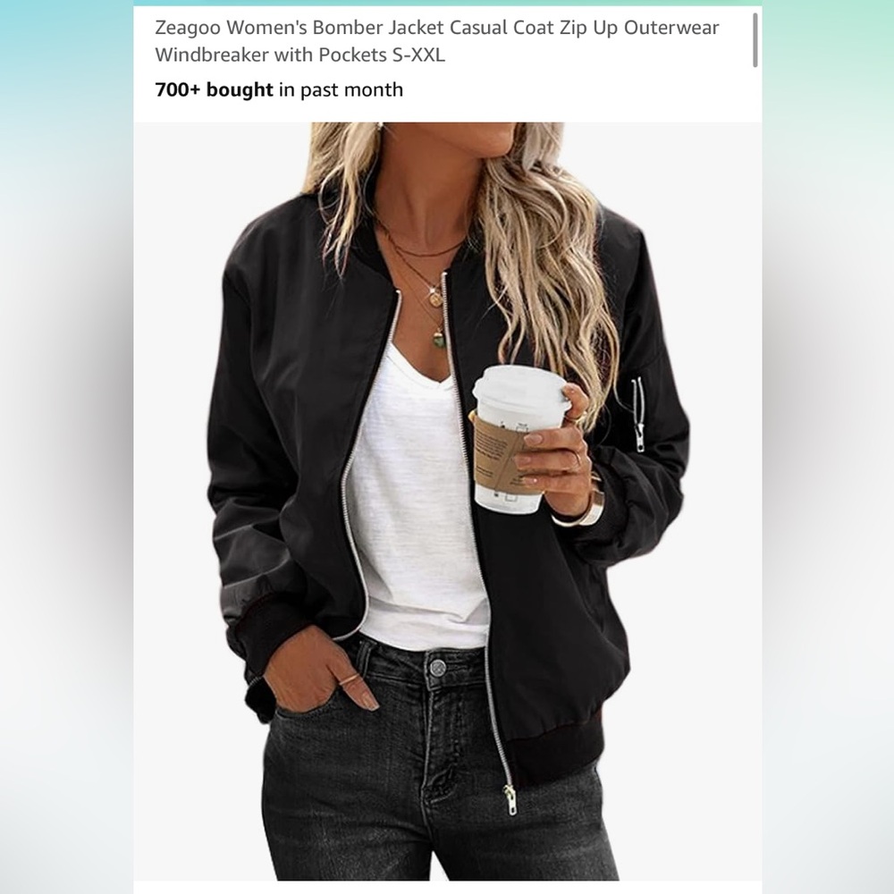 Zeagoo Black Bomber Jacket - Size Small